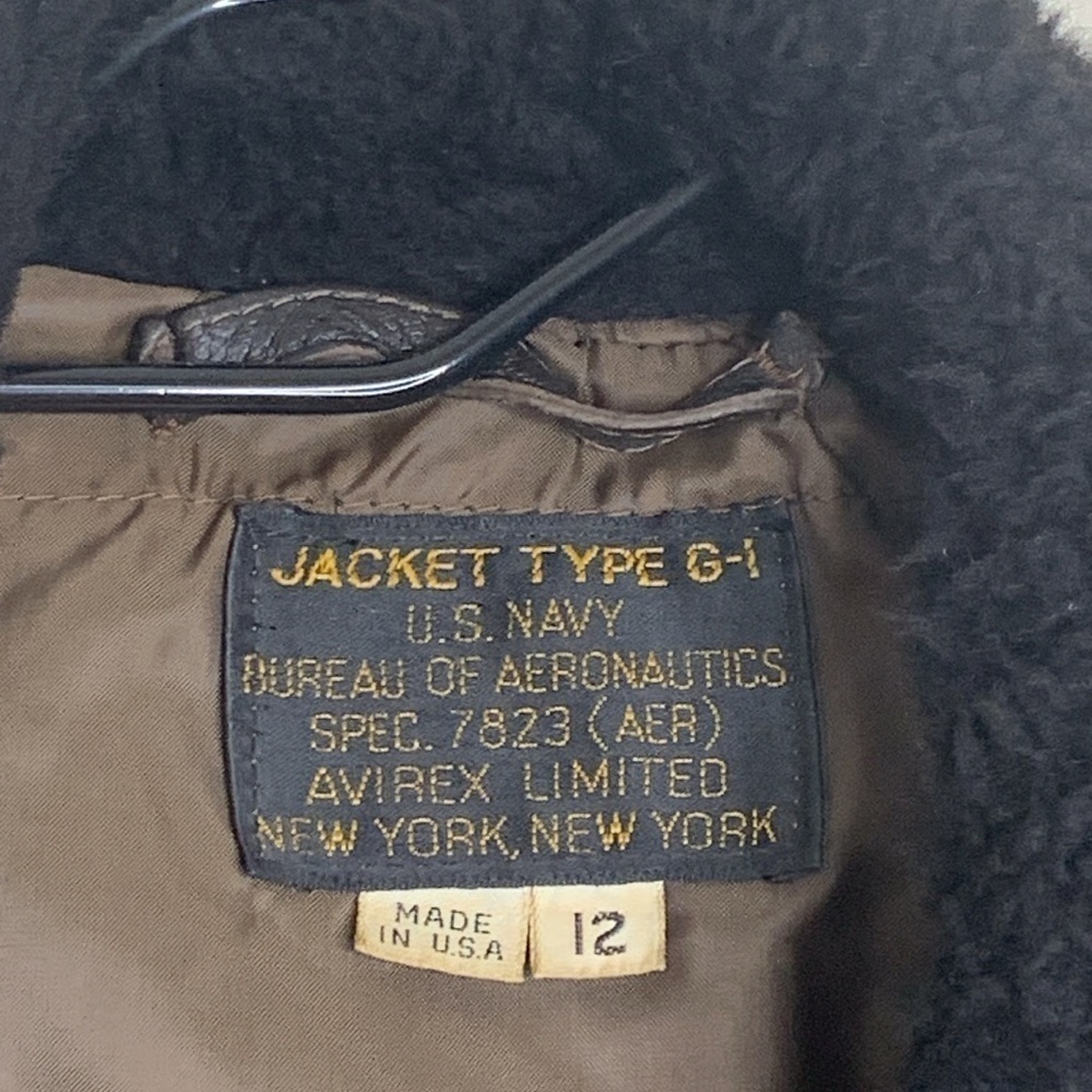 Vintage Brown WW Era G-1 USA Navy Avirex Ltd Bomber Flight Brown Leather Jacket - Picture 6 of 17